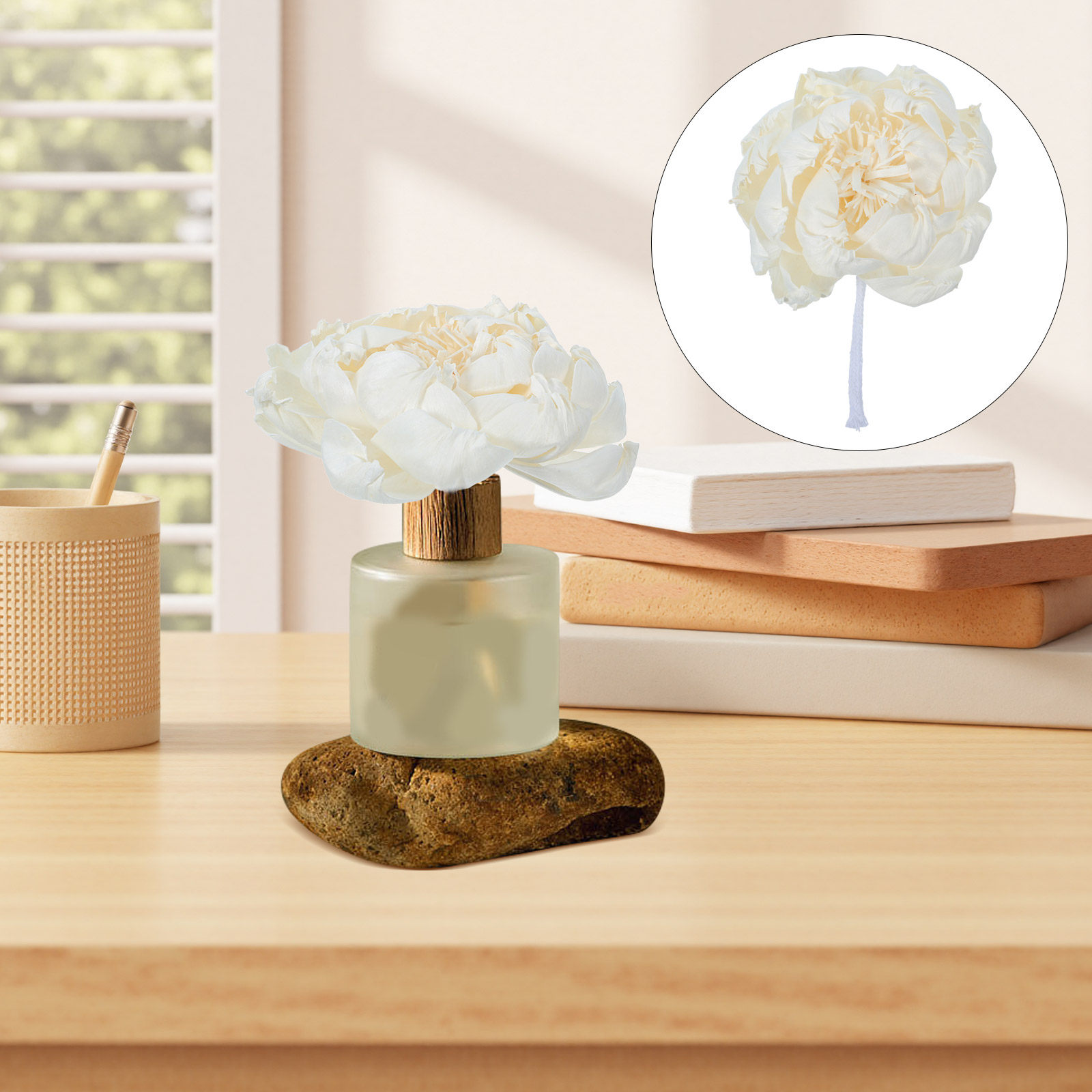 Home Fragrance Diffuser - Pioenroos Geurverspreider 12Cm Kunstmatige Pioenrozen Bloemgeurende