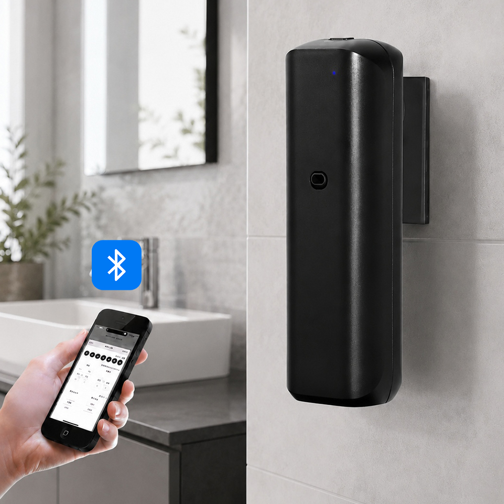 Home Fragrance Hotel - Wandgemonteerde waterloze geurverspreider met Bluetooth-bediening, essentiële